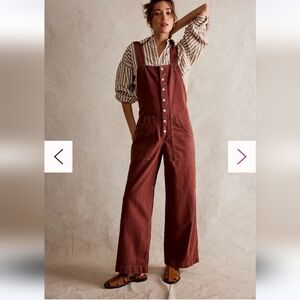 FREE PEOPLE ( WE THE PEOPLE) BROWN OVERALLS SIZE XL WIDE LEG
